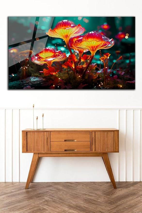 SpiritualHands Fantastic Mushrooms Glass Wall Art Oil Painting - Image 6