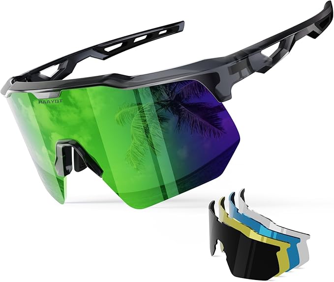 HAAYOT Polarized Sports Sunglasses for Men Women Youth Baseball Cycling Running Softball Biking Glasses 5 Lenses