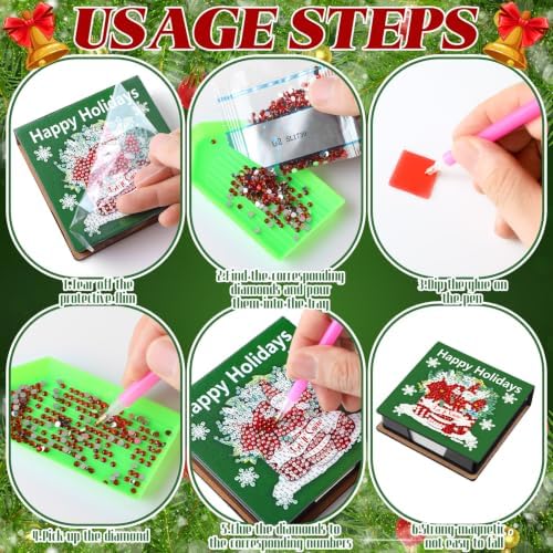 Saillong 4 Pcs Diamond Painting Note Box Kit Sticky Note Holders