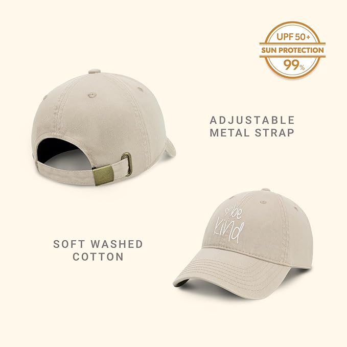 CHOK.LIDS Be Kind Trendy Womens Baseball Cap Unisex Fashion Cotton Polo Style Fun Inspirational Saying Seasonal Headwear