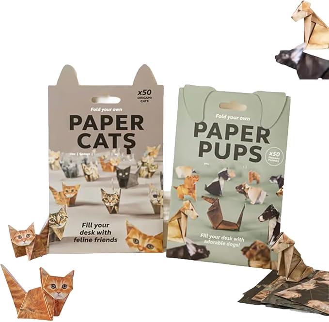 DIY Paper Cats - 50 Sheets DIY Origami Paper to Fold Cute Cat Figures, Fun by Leocfy