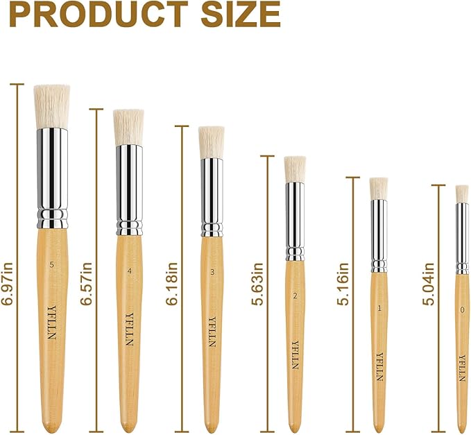 Wooden Stencil Brushes Natural Stencil Bristle Dome Art Painting Brushes Wood - Image 2