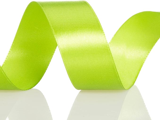 1 Inch Apple Green Solid Satin Ribbon, 50 Yards Craft Fabric Ribbon - Image 4