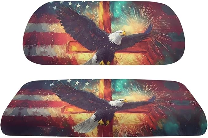 Yewatlles American Flag Eagle Cross Golf Cart Seat Covers, Personalized Golf Cart Seat Cover Keeps Seat Fits in Club Car and Other 2-Seat Golf Carts