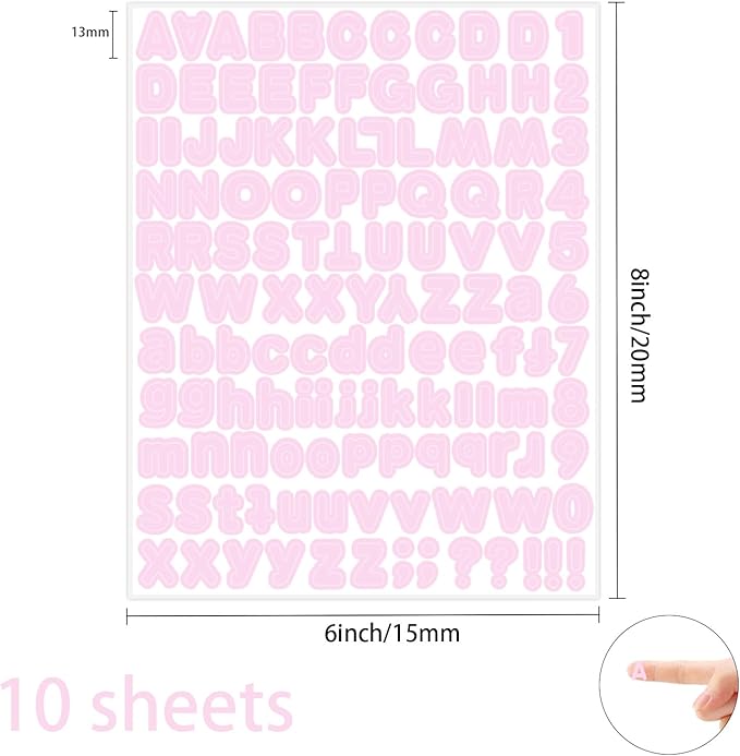 Starboling Pink Alphabet Stickers, 1/2 inch, 10 Sheets, Self-Adhesive Vinyl - Image 2