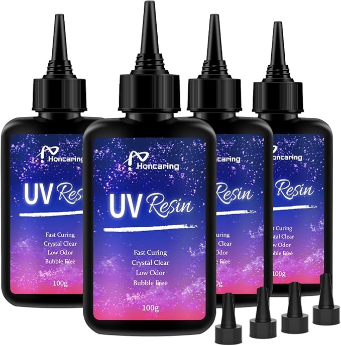 UV Resin 400g, Hard Type Clear Beginner-Friendly Kit, Upgraded Formula & by Honcaring