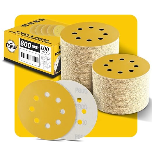 100PCS 5 Inch 800 Grit 125mm 8 Hole Sanding Discs Sandpaper by TPmax