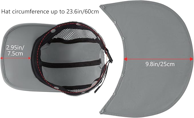 BASSDASH UPF 50+ Foldable Fishing Hat Baseball Cap with Removable Neck Flap Portable for Men Women Golf Hiking