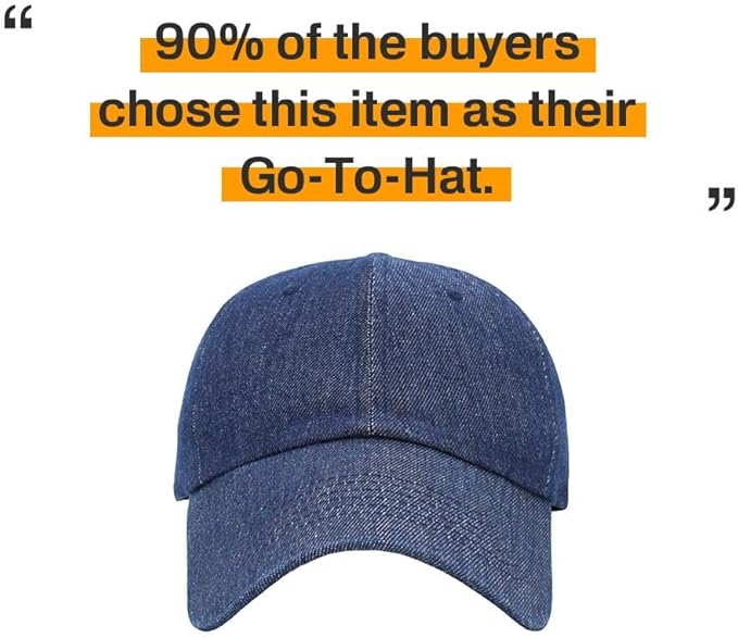 KBETHOS Classic Unisex Cotton Adjustable Low Crown Baseball Cap – Plain Dad Hat
