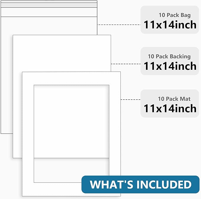 Somime 10 Pack White Photo Board 11x14 Mat - Image 2