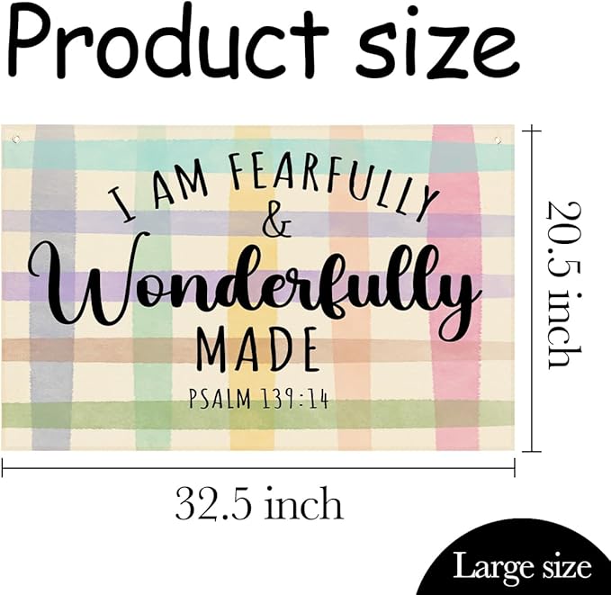Fearfully and Wonderfully Made Bible Verses Wall Decor Kids Room Decor Canvas - Image 4