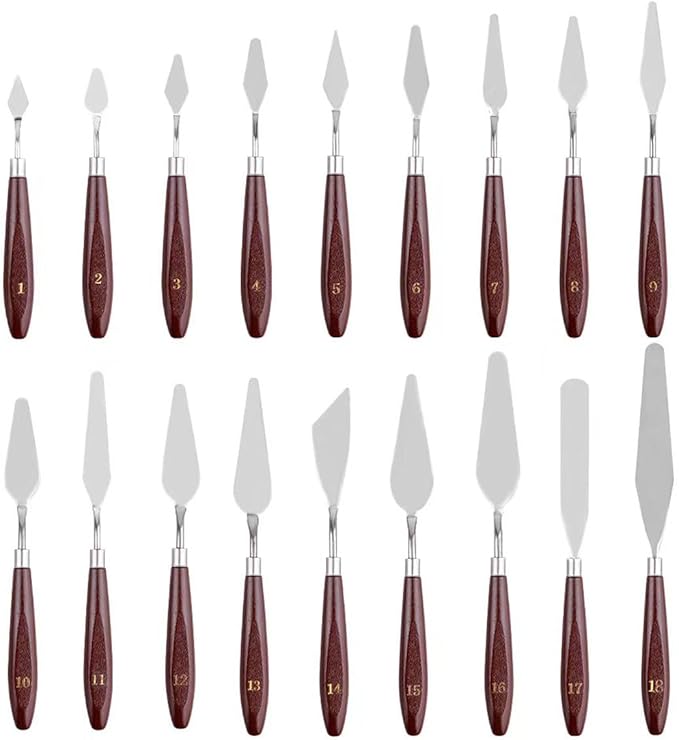 18 Piece Painting Knives Stainless Steel Spatula Palette Knife Professional by Gemerglity