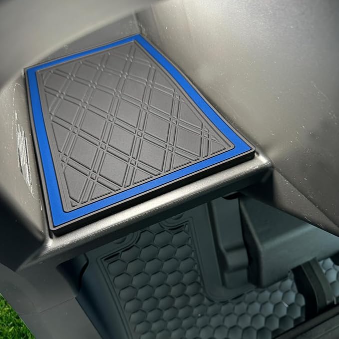 Xtreme MATS 2024-2025 EZGO RXV Compatible Dash Mat for Golf Carts - Double Diamond Rubber Liner for GolfCar Cubbies - Glovebox Liner- Golf Cart Accessory - Blue Trim