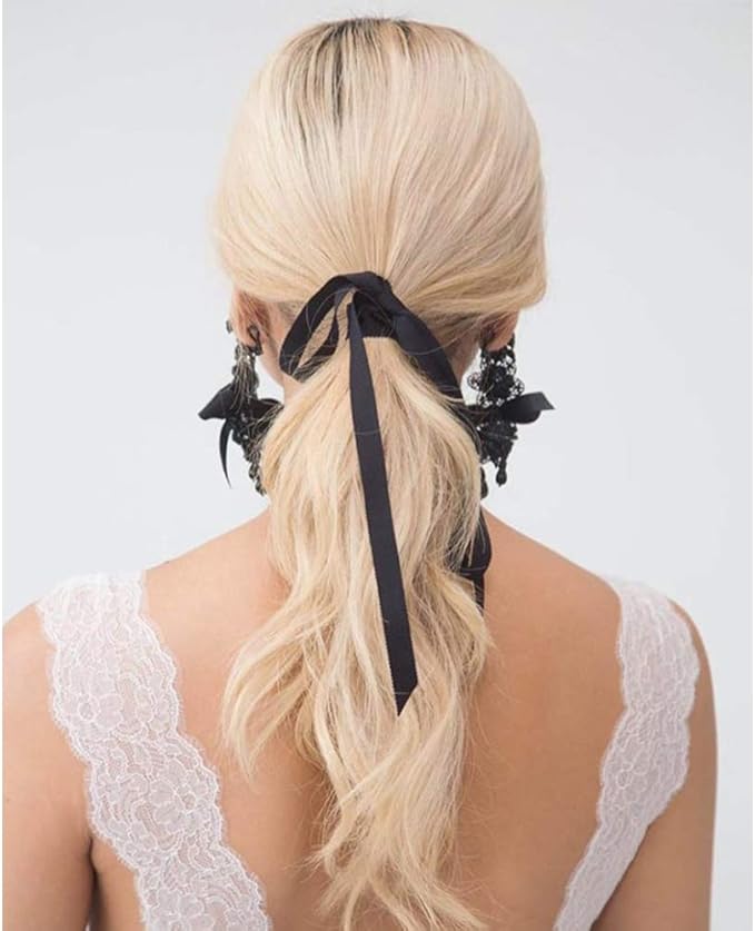 TONIFUL 3/8 Inch x 100yds Black Satin Ribbon Thin Solid Fabric Ribbons Roll - Image 5