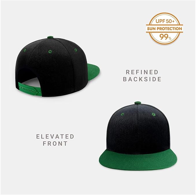 CHOK.LIDS Flat Bill Visor Classic Snapback Hat Blank Adjustable Brim High Top End Trendy Color Style Plain Tone Baseball Cap