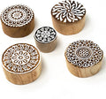 Round Shape Wooden Stamp Block for Block Printing by Hashcart