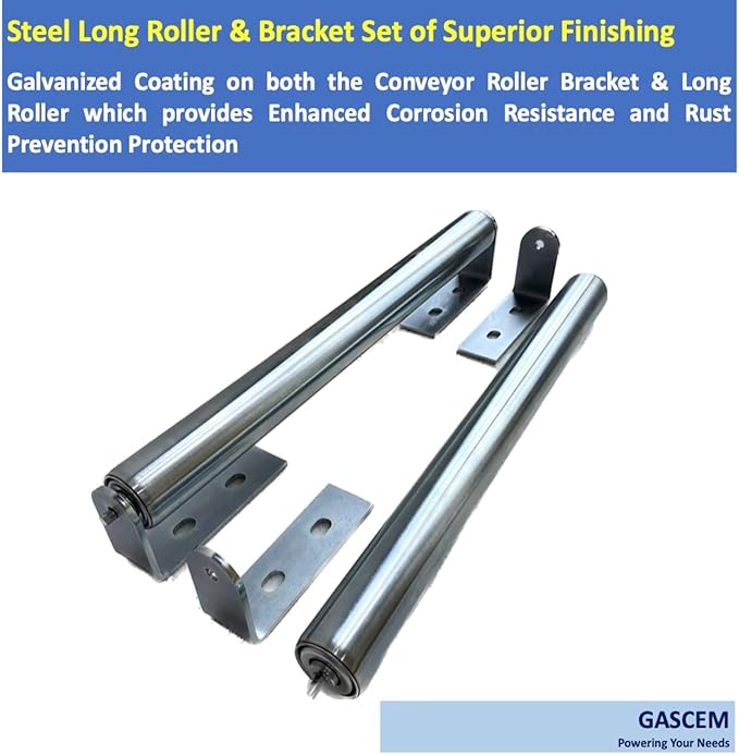 Long Roller with Bracket Set | 16" Length, 1.5" Diameter | Galvanized Steel | - Image 3