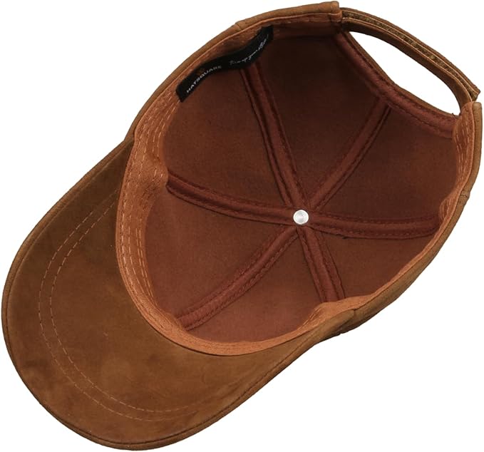 Suede Leather Baseball Cap – Unstructured 6 Panel Adjustable Strapback Hat for Men & Women