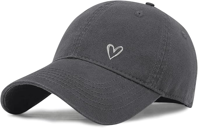 Pairxily Vintage Heart Embroidered Baseball Cap Distressed Adjustable Hat for Women Low Profile Dad Hats Unisex Cotton Cap