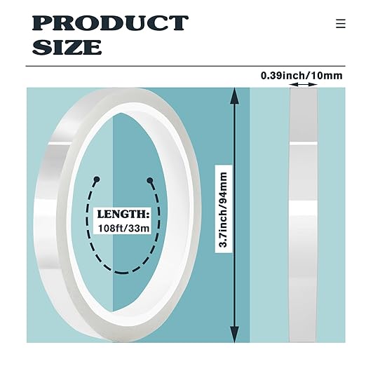 12 Rolls 10mm x33m Clear Heat Tape, Transparent High Temperature Heat Resistant - Image 2