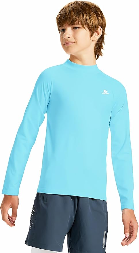 DEVOROPA Youth Boys Compression Thermal Shirt Long Sleeve Kids Fleece Baselayer Soccer Baseball Undershirt Slim/Regular/Husky