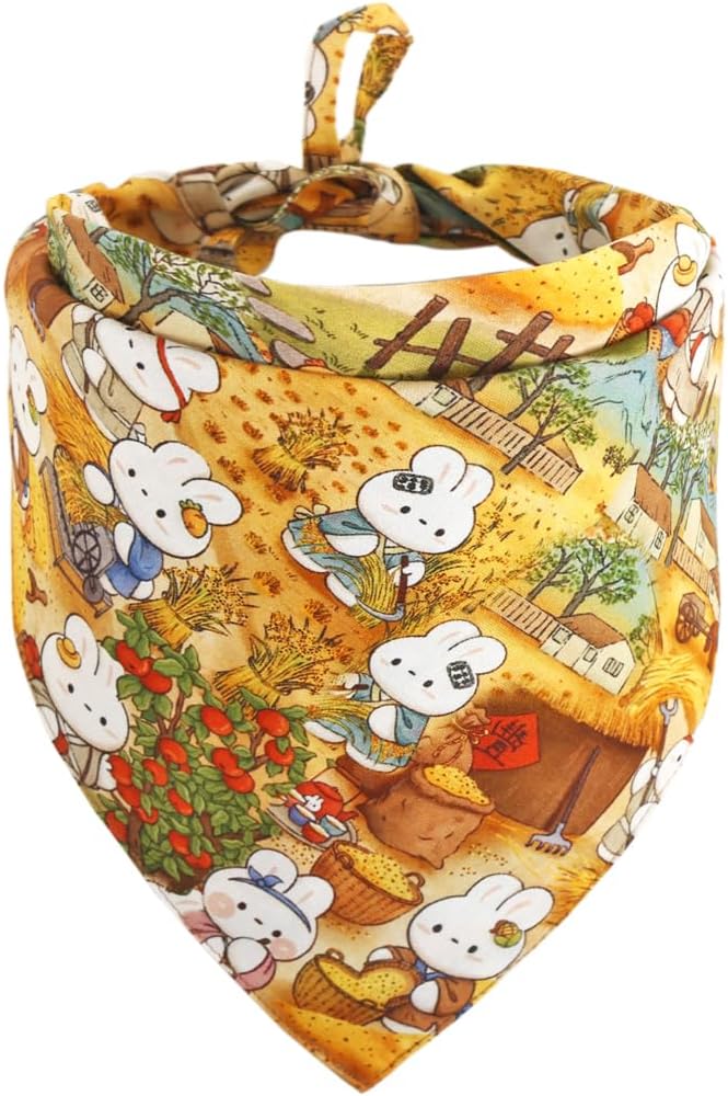 Dog Bandana Reversible Triangle Bibs Scarf Accessories Rabbit for Cats Pets Animals