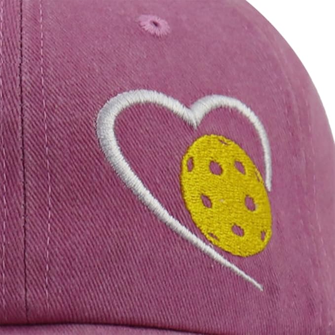 Heart Pickleball Gifts for Women Men, Responsibly Cotton Embroidered Adjustable Pickle Ball Baseball Cap