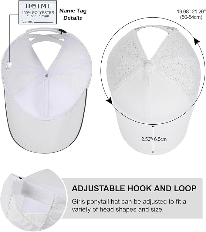 Little Girls Reflective Baseball Cap Criss Cross Ponytail Hat Kids Quick Dry Mesh Summer Sports Hat for Toddler Ages 3-8