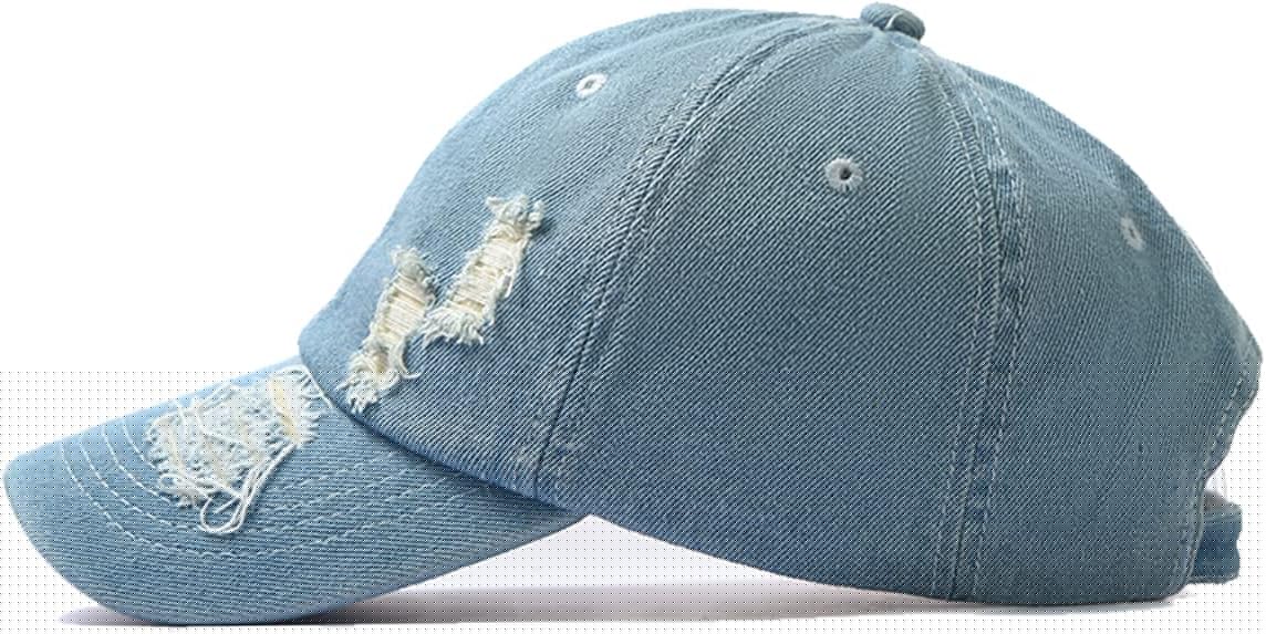 Unisex Ripped Distressed Denim Ring Baseball Cap Hip Hop Vintage Dad Hat Adjustable