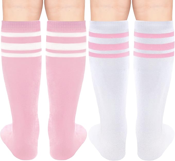 Sarfel Kids Soccer Socks Toddler Soccer Socks Girls Boys Soccer Socks Kids Tube Socks with Stripes Toddler Knee High Socks