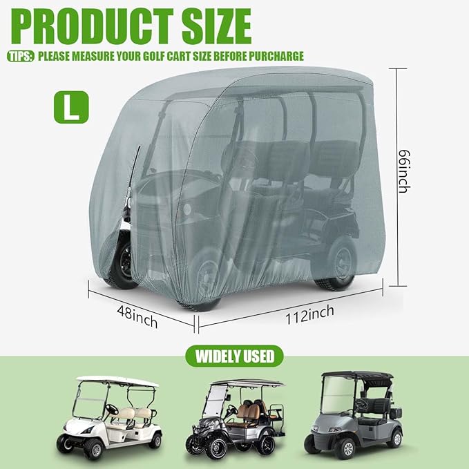 KISEER 4 Passenger 420D Waterproof Golf Cart Cover fits EZ GO Club Car Yamaha, Sunproof Dustproof