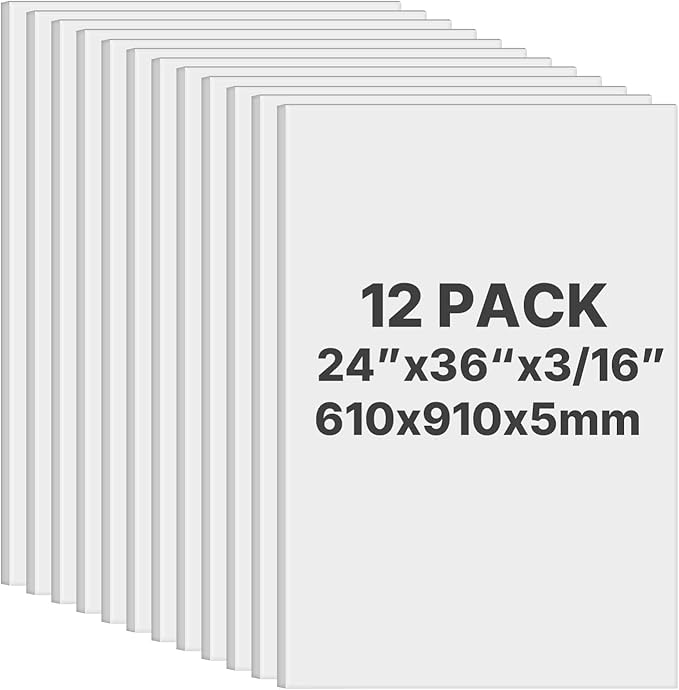 VEVOR Foam Board, 12 Pack 24 x 36 Inch, 3/16 Inch Thickness White Poster Board by VEVOR