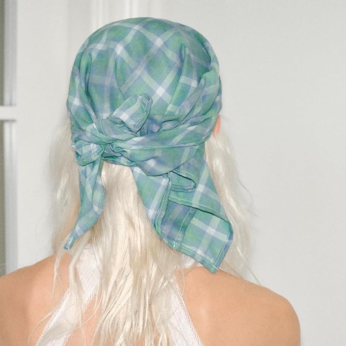 Women’s Plaid Bandana Baseball Cap – Y2K Adjustable Checkered Hat, Casual Streetwear Summer Fashion Visor Scarves
