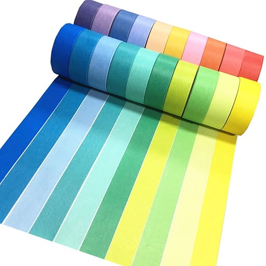 VIVIQUEN Washi Tape Set, 20 Rolls Colored Masking Tape, 15mm Rainbow Pastel - Image 4