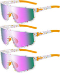 Kingdder 3 Pcs Baseball Ice Cream Drip Sunglasses for Youth Sunglasses for Sport Softball Cycling Baseball Golf