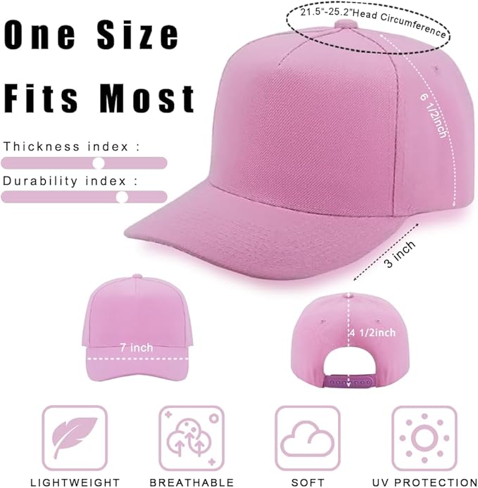 ZH 12 PC 5 Panel Baseball caps, Bulk Baseball caps, Customizable DIY Design, Wholesale Caps, One-Size-Fits-All