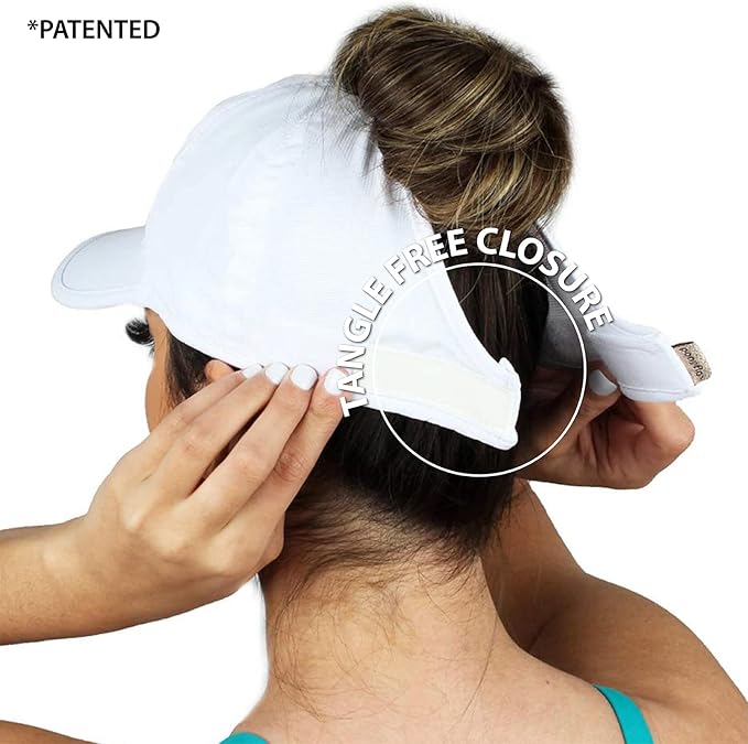 Ponyflo Women’s Ponytail Baseball Cap, Patented Active Feather-Light Hat with Open Back