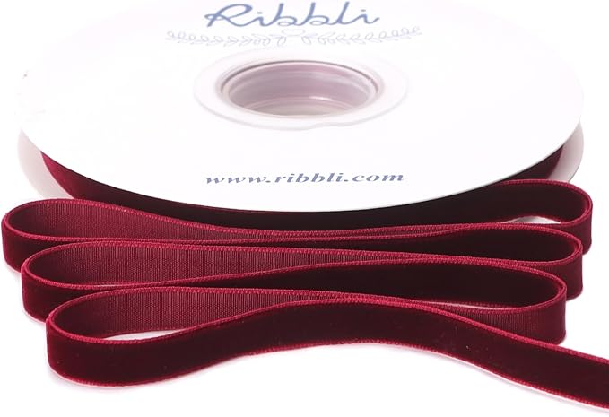 Ribbli Burgundy Velvet Ribbon 3/8 Inches Continuous10 Yard Spool Red Christmas by Ribbli
