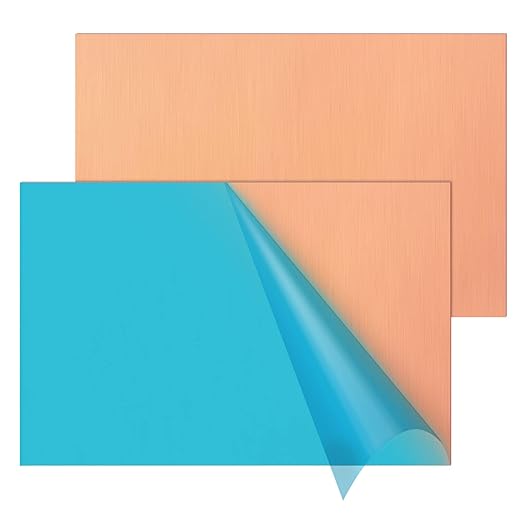 2PCS Copper Sheet, 8” x 12”, 24 Gauge, Double-Sided Attached Film Copper Plates by HNBun