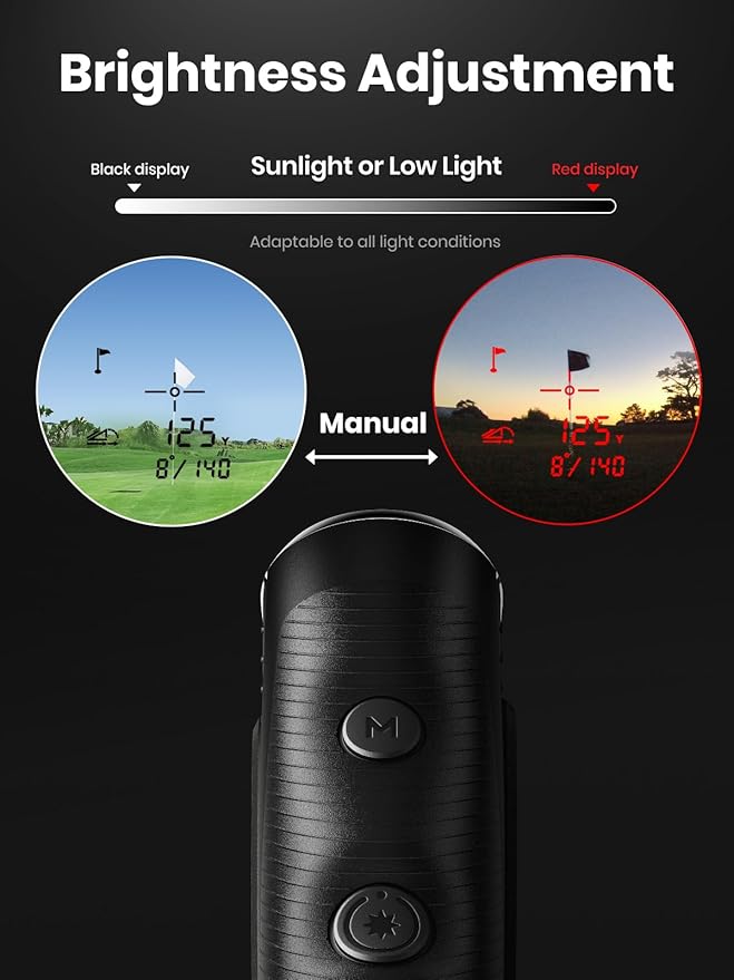 ACEGMET PFS5 Golf Rangefinder with Slope & Coach Mode, 1300 Yards Laser Range Finder, 7X Mag Dual Display, 0.1s Flag Lock with Vibration, Magnetic, ±1 Yard Accuracy, Hybrid Charging for Golfers