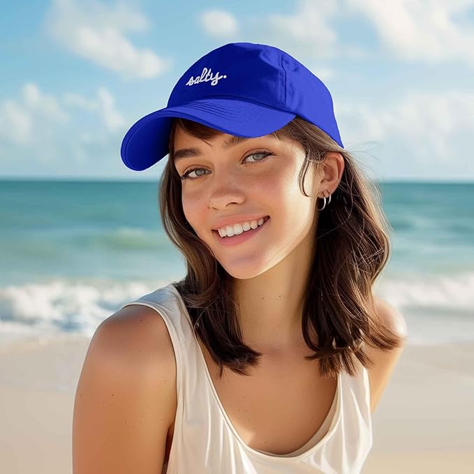 DALIX Salty Embroidered Cotton Beach Baseball Cap Adjustable Dad Hat Womens