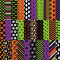 JarThenaAMCS 60Pcs Halloween Fabric Squares Pumpkin Black Cat Ghost Witch Cotton Fabric Bundles Small Green Purple Black Orange Sewing Fabrics for DIY Sewing Craft Decor