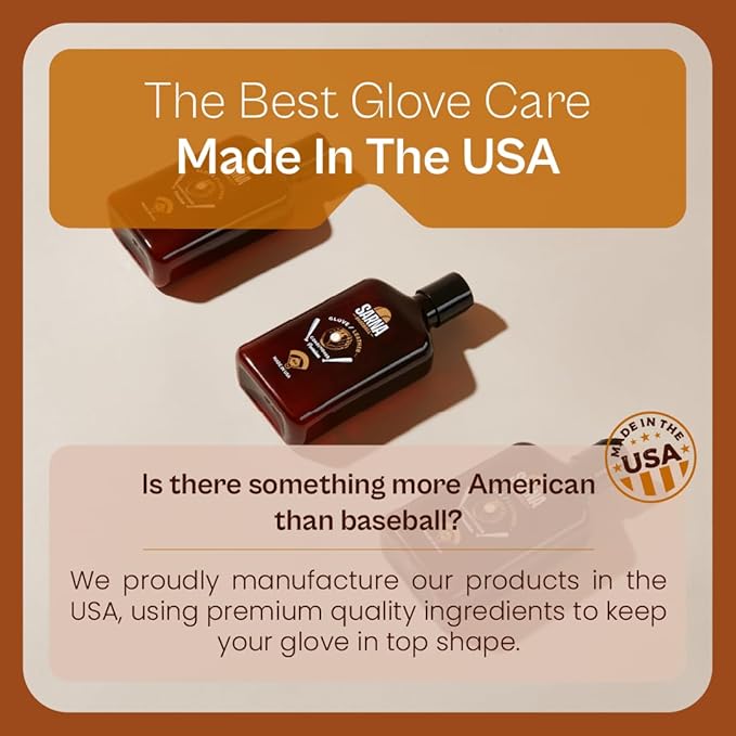 SARNA BASEBALL Glove Oil, 8 Oz – Break in Faster & Soften Leather Without Grease – Lanolin-Based Formula Helps Prevent Deterioration – Leather Oil for Gloves & Mitts Made in USA