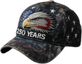USA 250th Anniversary Hat, Adjustable 250th Anniversary Printed Patriotic Baseball Caps, Tribute Retro Washed Hat
