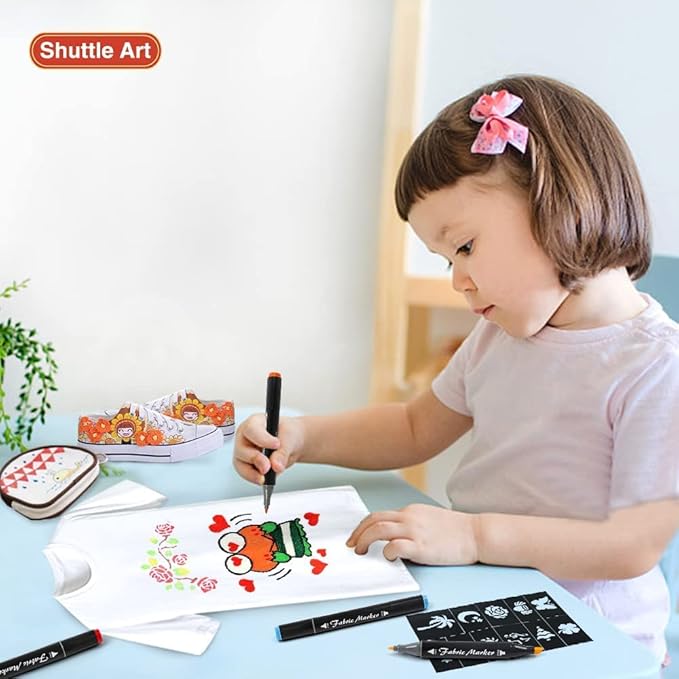 Shuttle Art Fabric Markers Pens, 40 Colors Dual Tip Fabric Markers Permanent No - Image 4