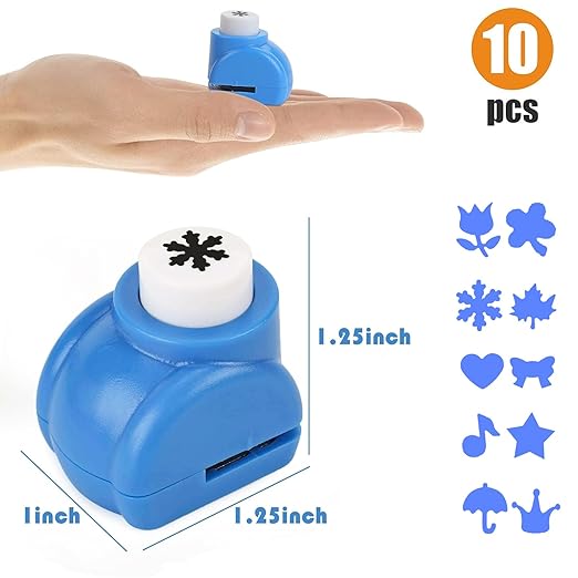 LOVEINUSA 10 Pack Multicolored Shape Paper Hole Punch Craft Set - Image 2