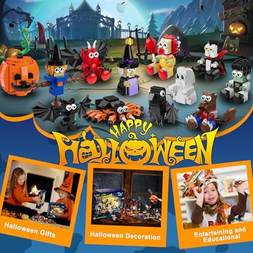 Halloween Party Favors Toy for Kids, Haunted House Building Blocks Set Gift