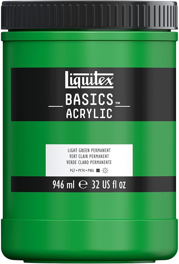 Liquitex BASICS Acrylic Paint, 946ml Jar, Light Green Permanent by Liquitex