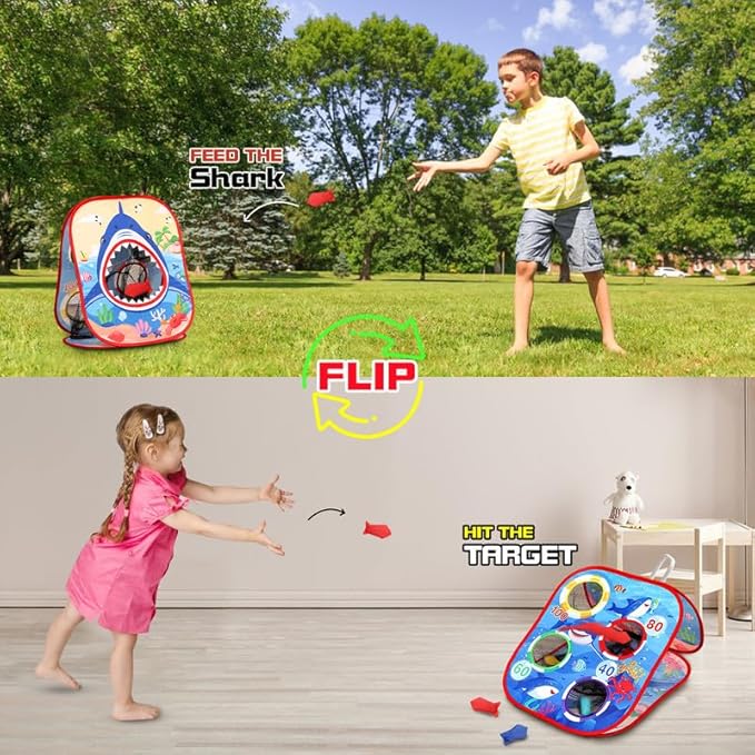 Bean Bag Toss Game for Kids/Double-Sided Foldable Cornhole Board/Backyard Beach - Image 5