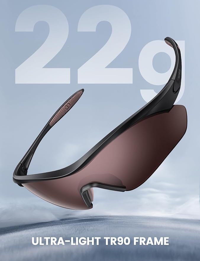 Lamicall 22g Polarized Sports Sunglasses - UV400 Protection Men Women Sun Glasses for Running Cycling Fishing Golf Driving